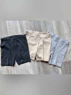 H&M Kids Ribbed Bike Shorts - Beige, Dark Gray & Gray 18M